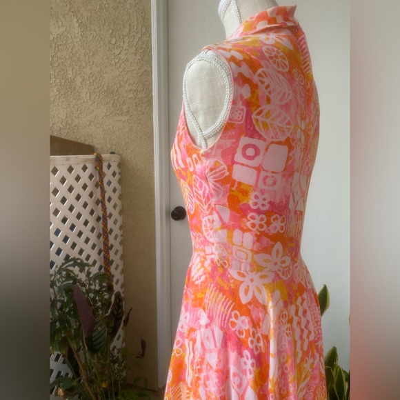 vintage 60s jan sue of california day dress cotton dress mock neck psychedelic - Picture 6 of 17